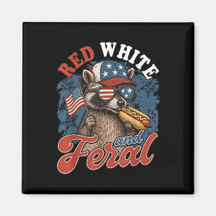 Patriotic Feral Racoon Illustration For July 4th Magnet