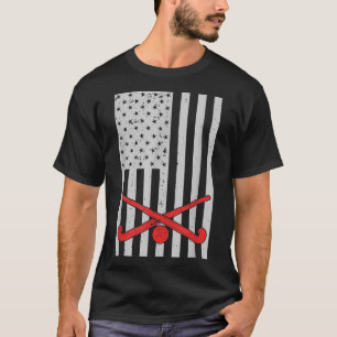 Patriotic Field Hockey American Flag Women Men T-Shirt