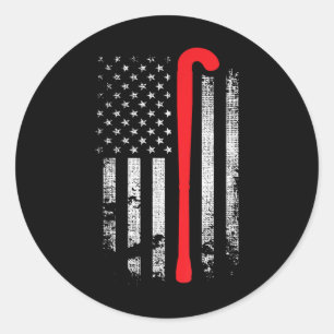 Patriotic Field Hockey Player Hockey Fan Usa Flag Classic Round Sticker