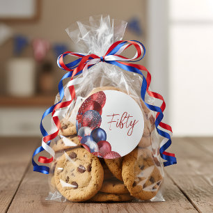 Patriotic Fifty Birthday Classic Round Sticker
