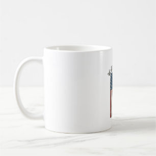 Patriotic Fighter Jet Flag Vintage Engraving Desig Coffee Mug