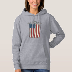 Patriotic Fighter Jet Flag Vintage Engraving Desig Hoodie