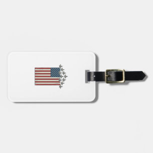 Patriotic Fighter Jet Flag Vintage Engraving Desig Luggage Tag