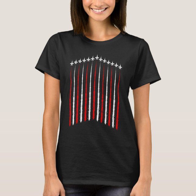 Patriotic Fighter Jets 4th Of July American Flag M T-Shirt (Front)