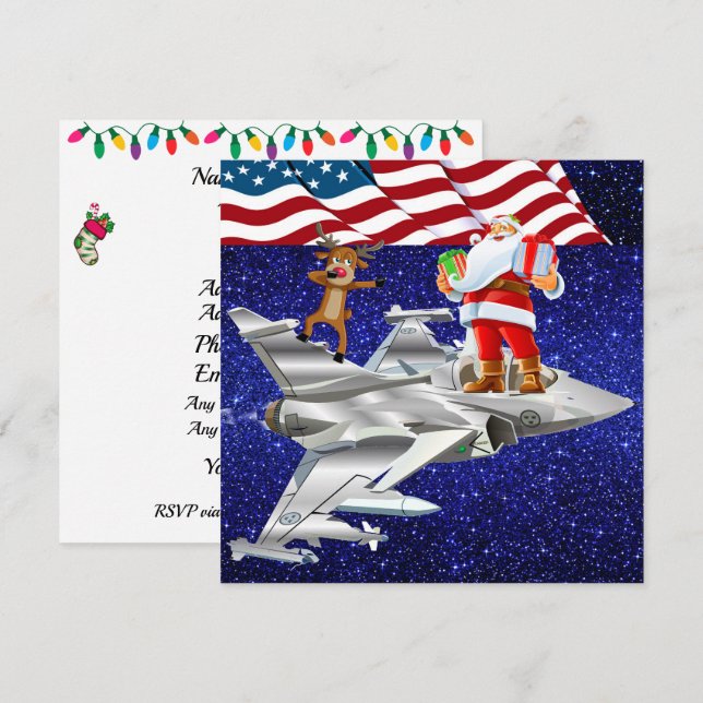 Patriotic / Fighter Plane Christmas Invitation (Front/Back)