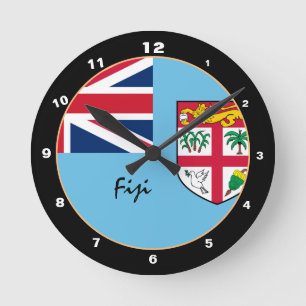 Patriotic Fijian Flag, Fiji trendy Home / design Round Clock