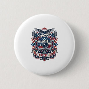 Patriotic Film Camera Lover Vector Graphic Tee 6 Cm Round Badge