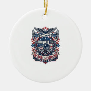 Patriotic Film Camera Lover Vector Graphic Tee Ceramic Tree Decoration