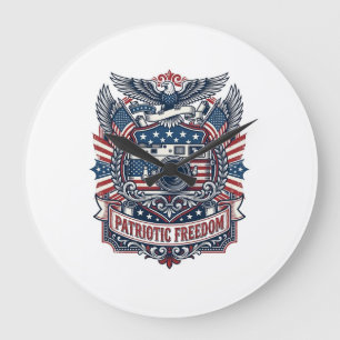 Patriotic Film Camera Lover Vector Graphic Tee Large Clock