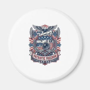 Patriotic Film Camera Lover Vector Graphic Tee Magnet