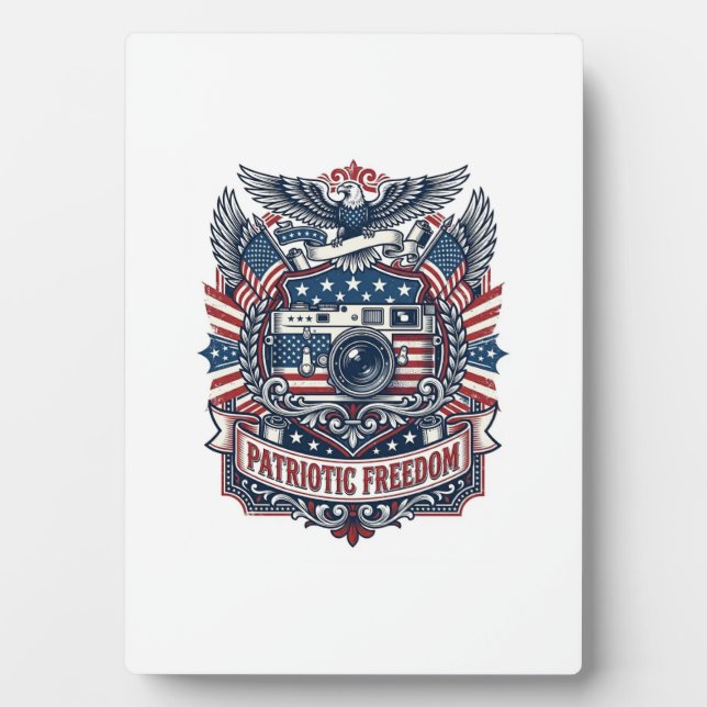 Patriotic Film Camera Lover Vector Graphic Tee Plaque (Front)