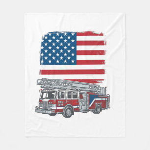 Patriotic Fire Truck American Flag Vintage Shirt_1 Fleece Blanket