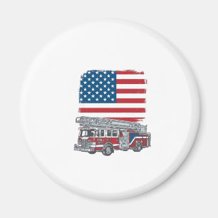 Patriotic Fire Truck American Flag Vintage Shirt_1 Magnet