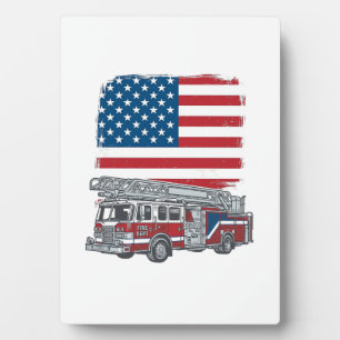 Patriotic Fire Truck American Flag Vintage Shirt_1 Plaque