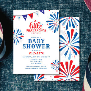 Patriotic Firecracker July Baby Shower Invitation