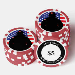 Patriotic Firefighter Flag Design Poker Chips