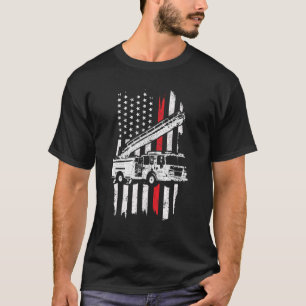 Patriotic Firefighter Gift Thin Red Line Fire Truc T-Shirt