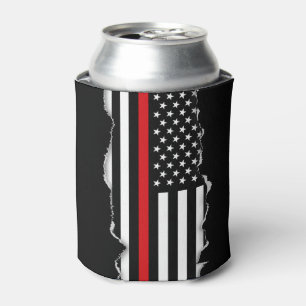 Patriotic Firefighter Style American Flag Can Cooler