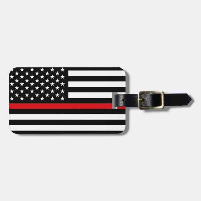 Patriotic Firefighter Style American Flag Luggage Tag (Front Horizontal)