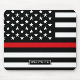 Patriotic Firefighter Style American Flag Mouse Mat