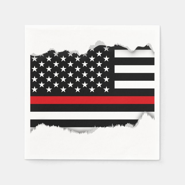 Patriotic Firefighter Style American Flag Napkin (Front)