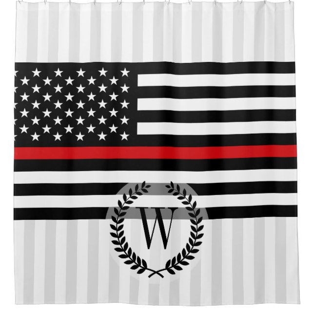 Patriotic Firefighter Style American Flag Shower Curtain (Front)