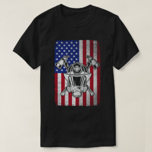Patriotic Fireman USA American Flag Firefighter T-Shirt