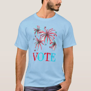 Patriotic Firework Red Blue VOTE Election Day USA T-Shirt