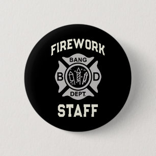 Patriotic Firework Staff 4th Of July Crew Safety D 6 Cm Round Badge
