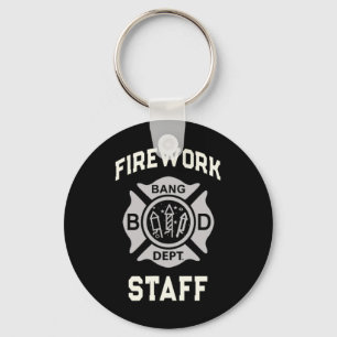 Patriotic Firework Staff 4th Of July Crew Safety D Key Ring