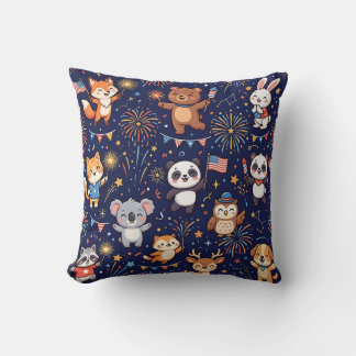 Patriotic Firework Throw Pillow
