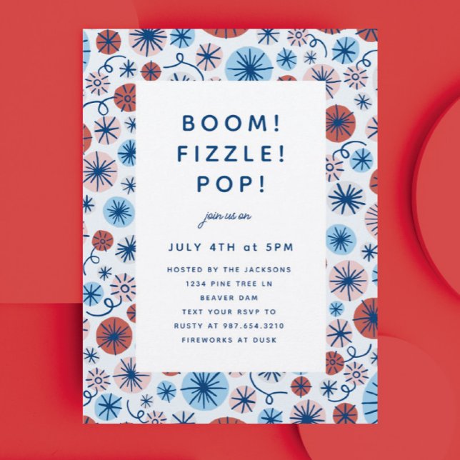 Patriotic Fireworks 4th of July Invitation Post Postcard (Creator Uploaded)