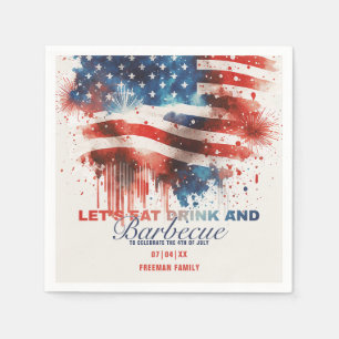 Patriotic Fireworks 4th of July Summer Party Napkin
