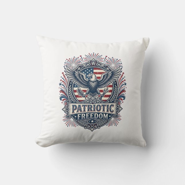 Patriotic Fireworks Festival Vector Graphic Tee_1 Cushion (Front)