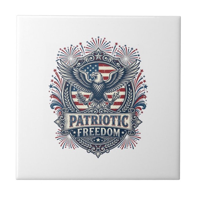 Patriotic Fireworks Festival Vector Graphic Tee_1 Tile (Front)