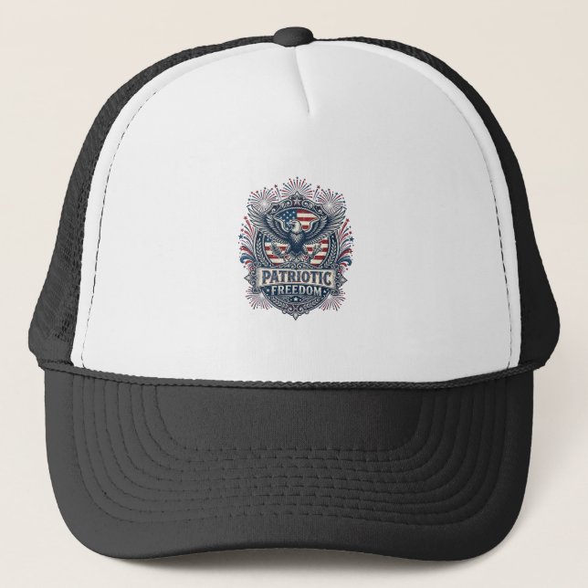 Patriotic Fireworks Festival Vector Graphic Tee_1 Trucker Hat (Front)
