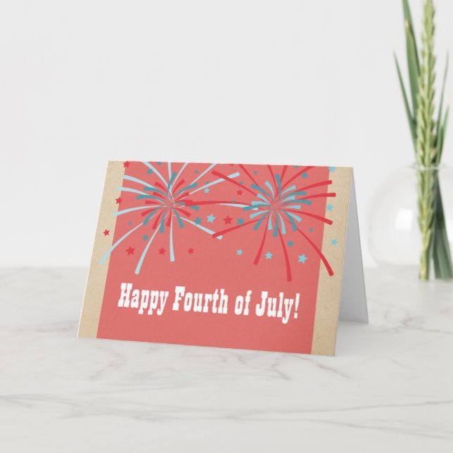 Patriotic Fireworks Fourth of July Card (Front)