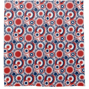Patriotic Fireworks in Red white and Blue Shower Curtain