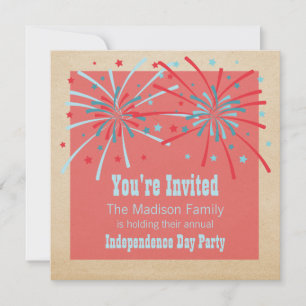 Patriotic Fireworks Invitation