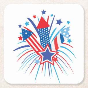 Patriotic fireworks  Paper coaster
