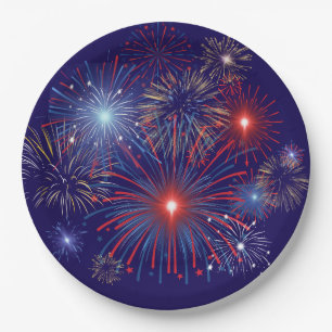Patriotic Fireworks Paper Plate