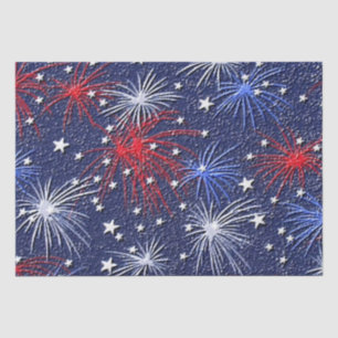 Patriotic fireworks pattern tissue paper