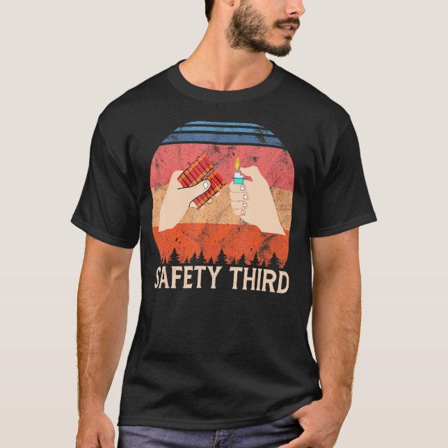Patriotic Fireworks Safety Third Independence 4th  T-Shirt (Front)