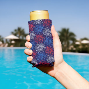 Patriotic Fireworks Seltzer Can Cooler