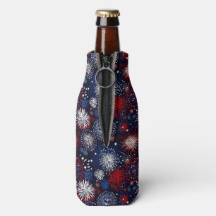 Patriotic Fireworks Spectacle Bottle Cooler