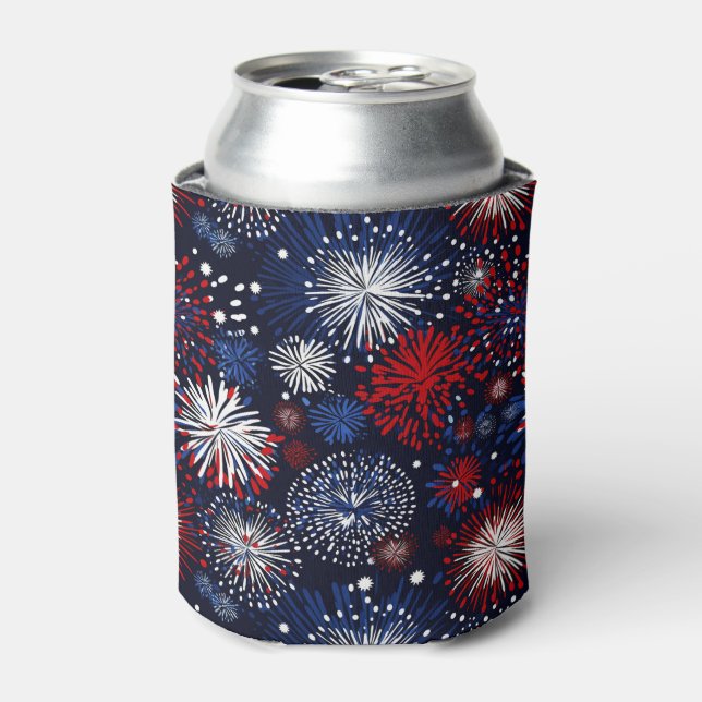 Patriotic Fireworks Spectacle Can Cooler (Can Front)