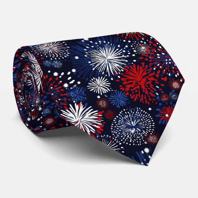 Patriotic Fireworks Spectacle  Tie (Rolled)
