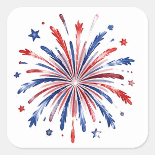 Patriotic fireworks square sticker