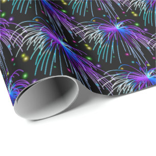 Patriotic Fireworks  tiled July Fourth wrap Wrapping Paper