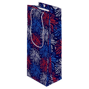 Patriotic Fireworks Wine Gift Bag